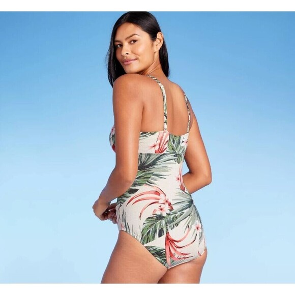 Women's Pique Bandeau High Coverage One Piece Swimsuit - Kona Sol Multi XS (0-2) - Picture 3 of 8